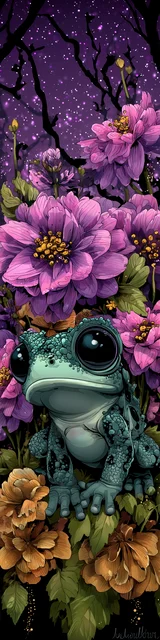 Free kawaii frog bookmark featuring night time kawaii frog